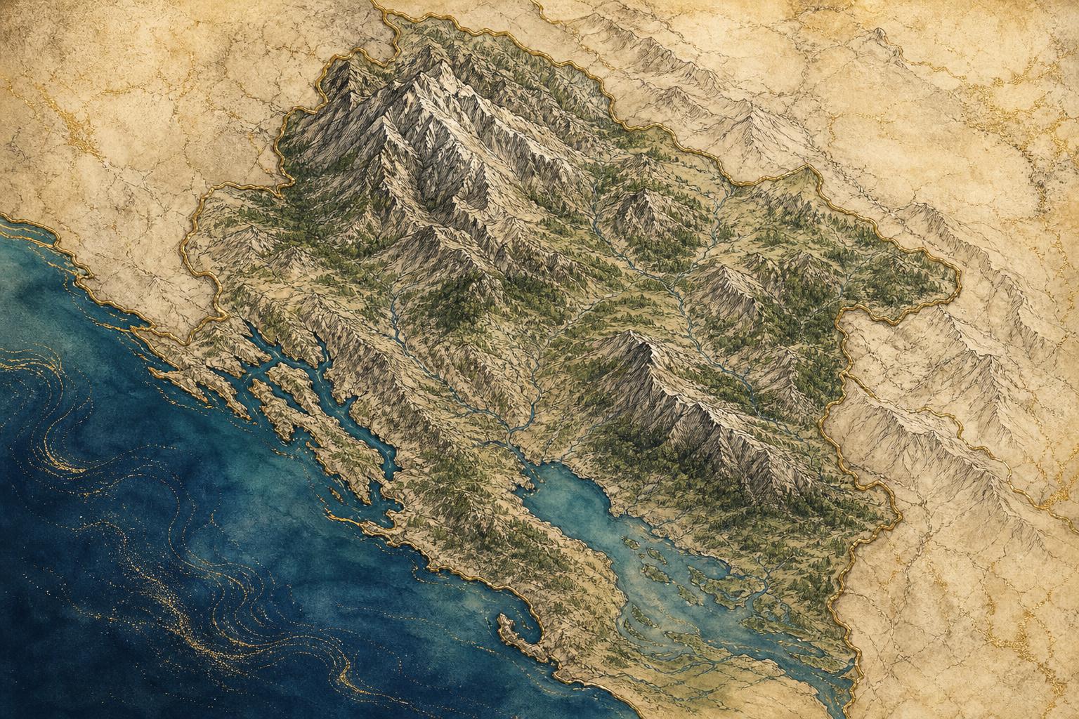 Illustrated map of Montenegro showing tour route and top highlights